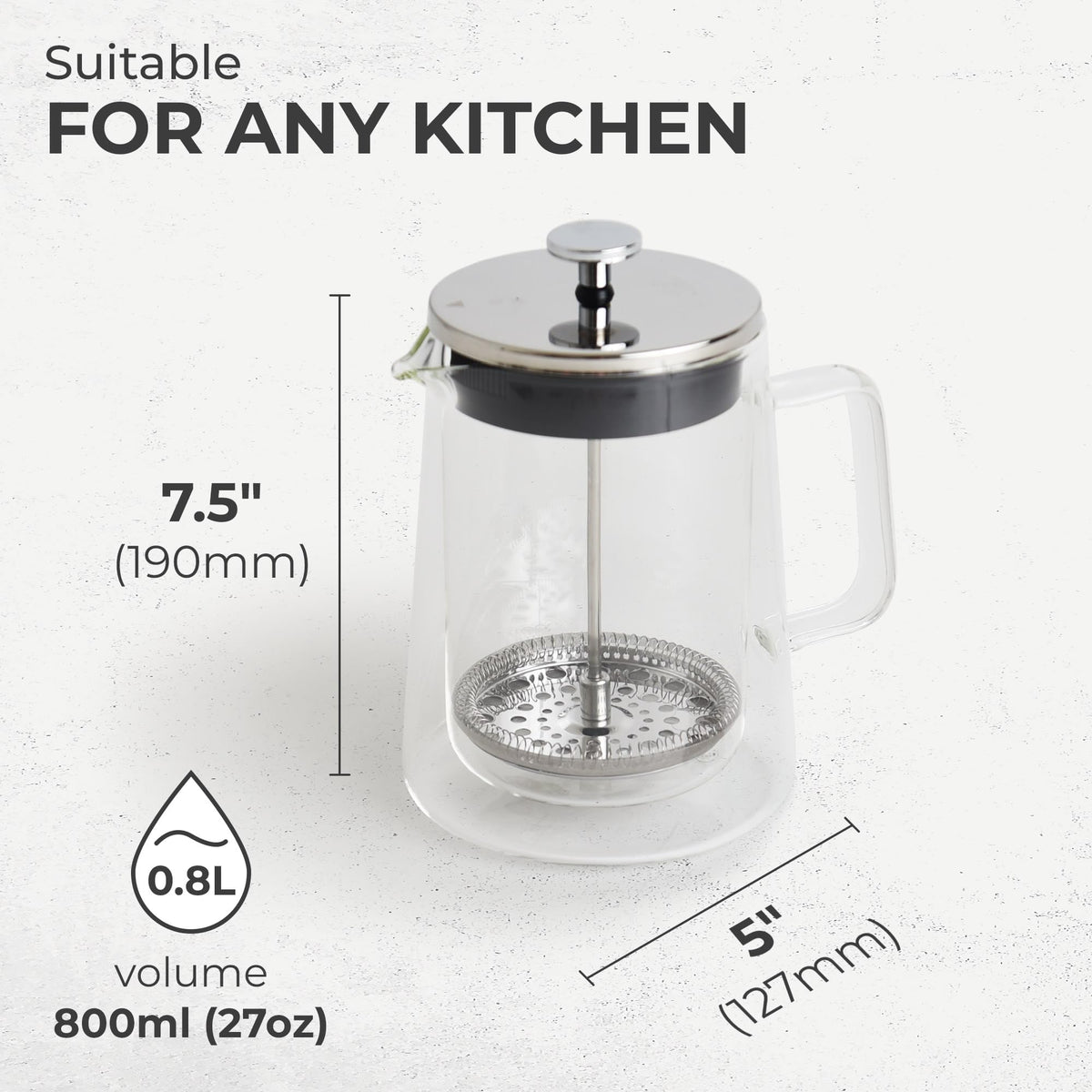 Glass French Press Coffee Maker 27oz F159
