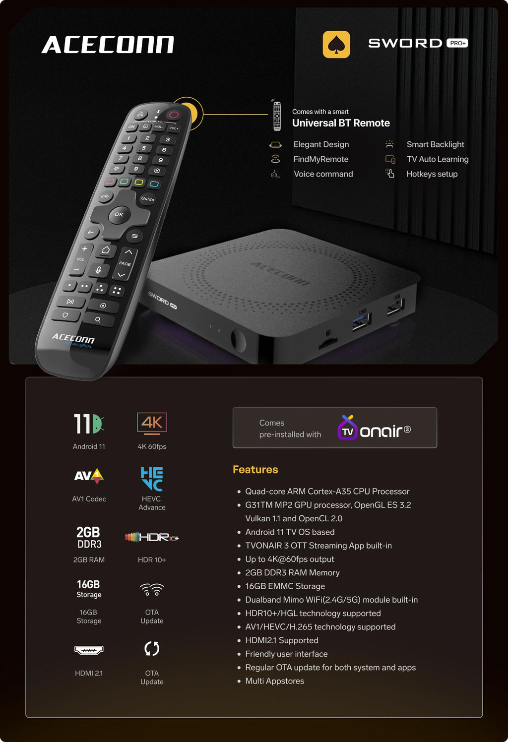 Android 11 4k 60hz HDR10+ 2GB 16GB TV Box A475986