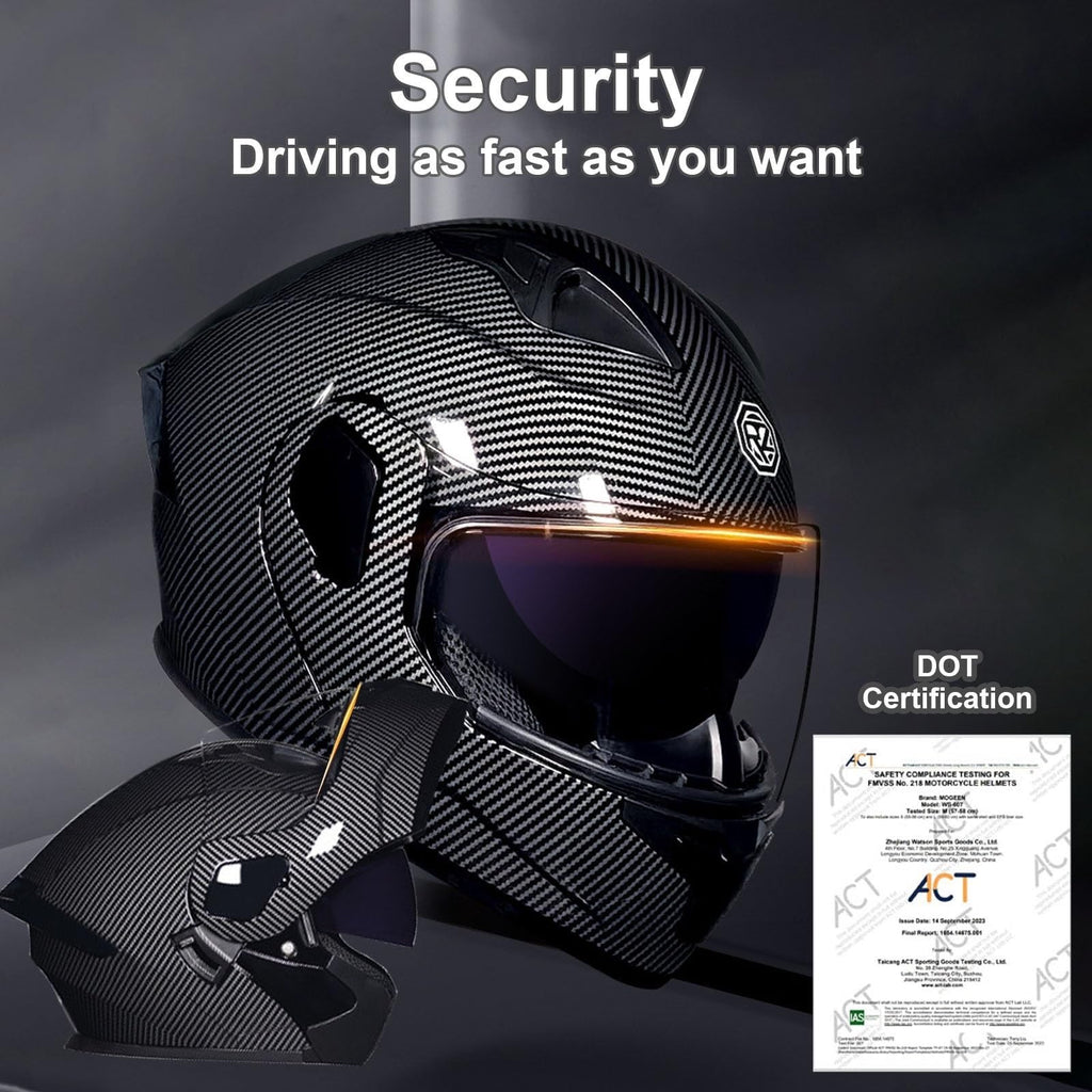 Flip-Up Motorcycle Helmet DOT Certified Dual-Lens V59511
