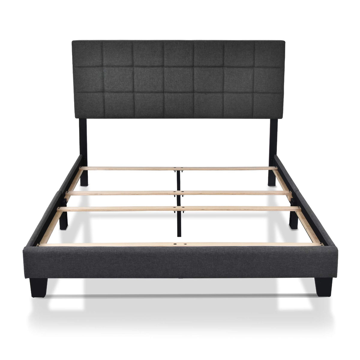 Queen Size Panel Bed Frame Dark Grey R186029