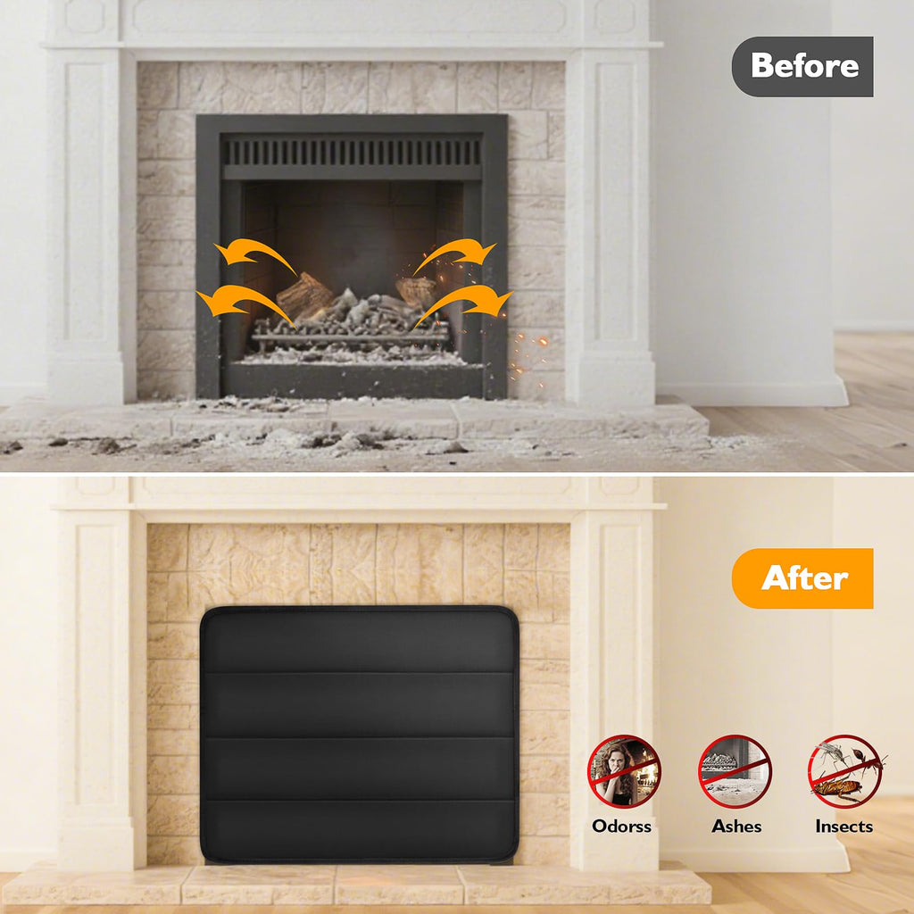 Black Magnetic Fireplace Cover O870