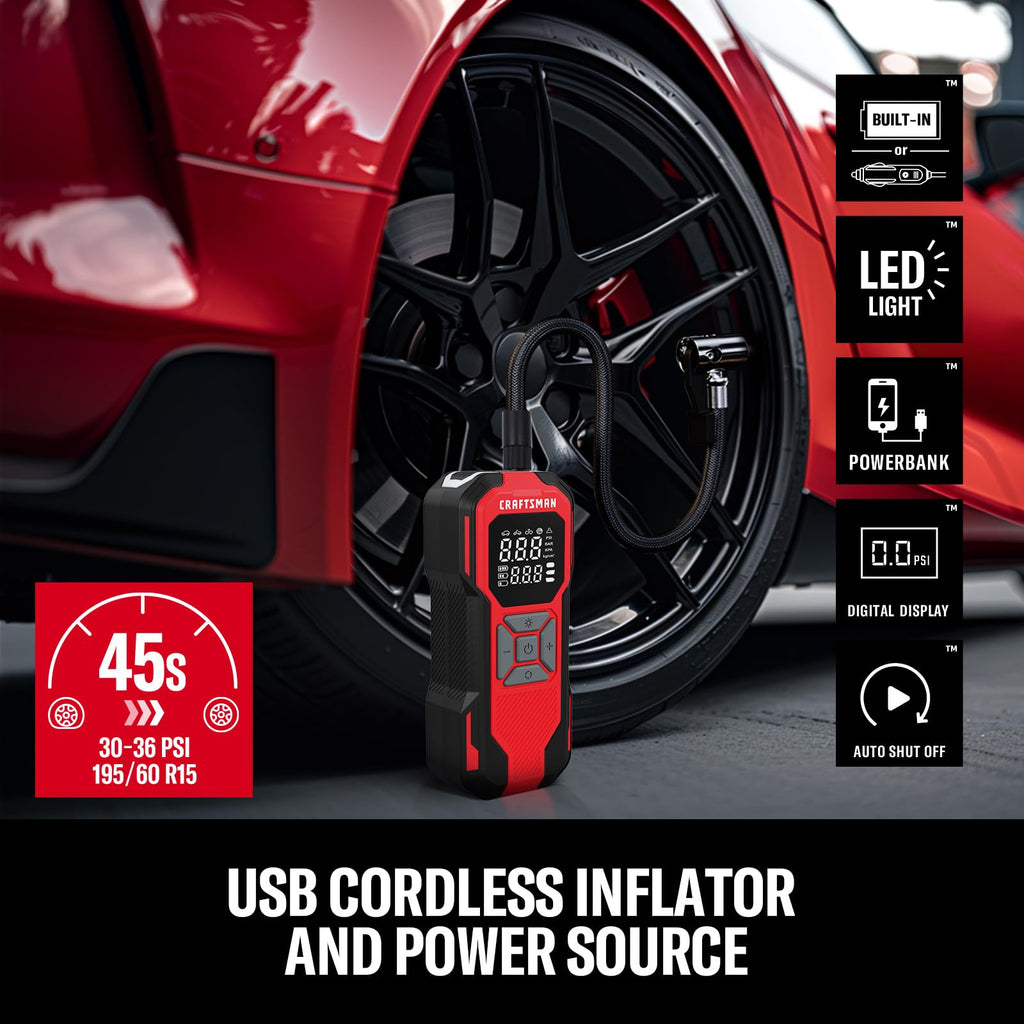 Cordless Portable Air Compressor with Digital Tire Pressure Gauge J387