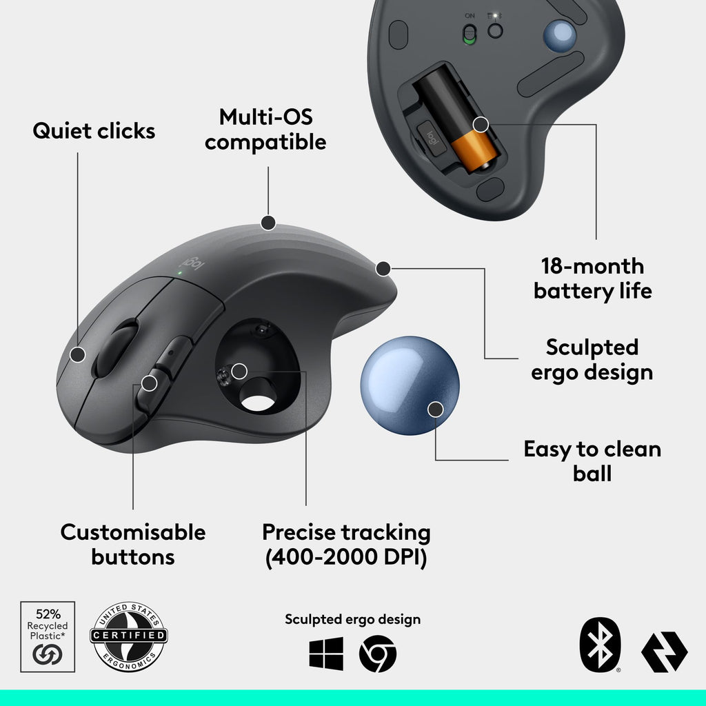 Wireless Bluetooth Trackball Mouse U958