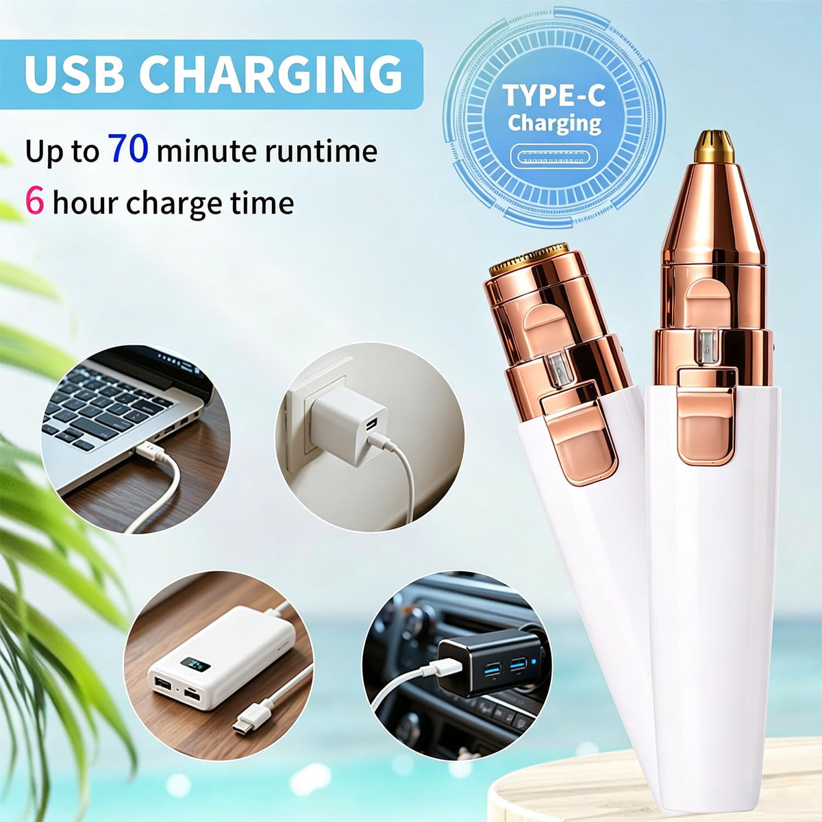 2 in 1 Electric Facial Hair Removal with LED Light B359