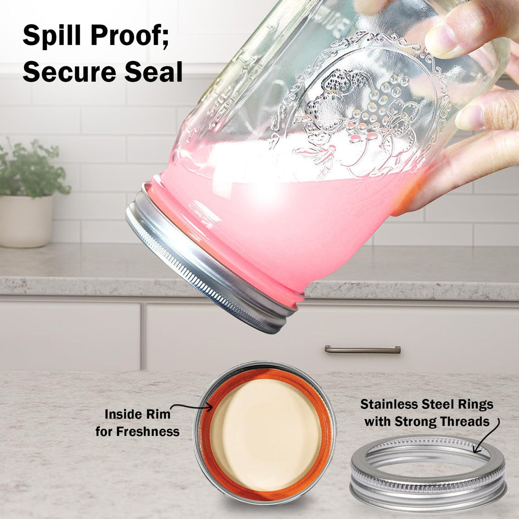 16 oz. Regular Mouth Mason Jars 12 Pack with Airtight Lids and Bands J766825