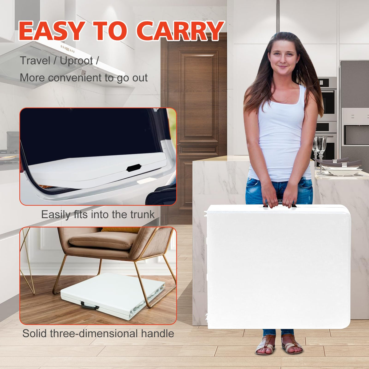 4Ft Portable Folding Table White L346