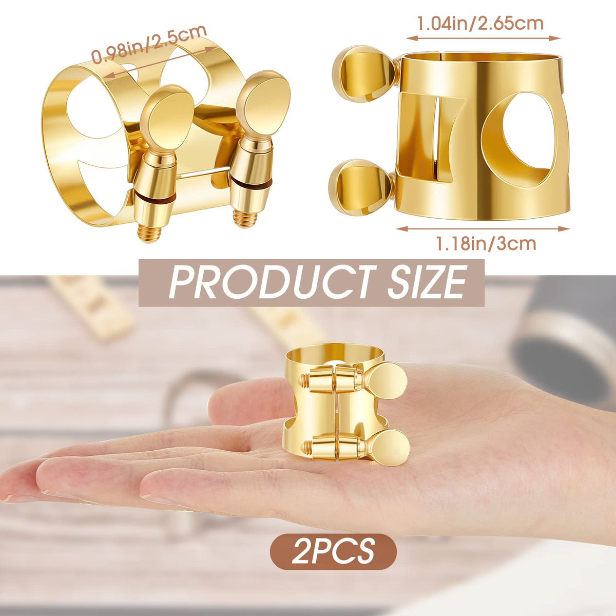 2 Pcs Gold Alto Saxophone Ligature P279873