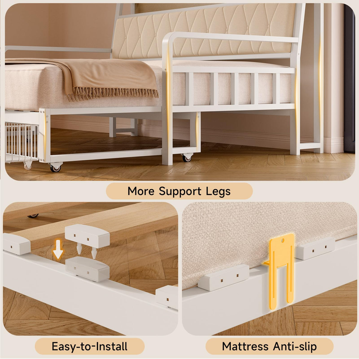 White Twin Daybed with Pop up Trundle L7736
