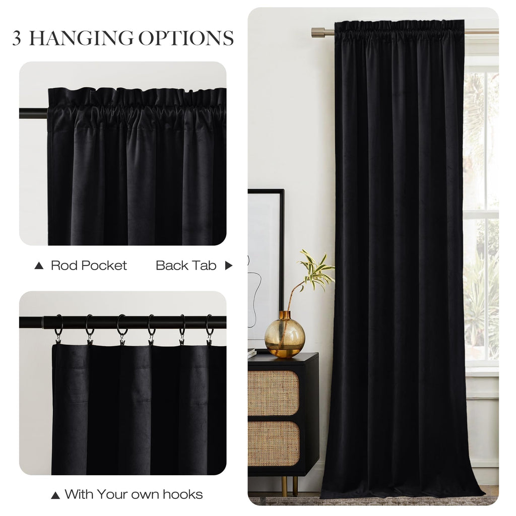 Black Out Velvet Curtains 108 inches Long N354