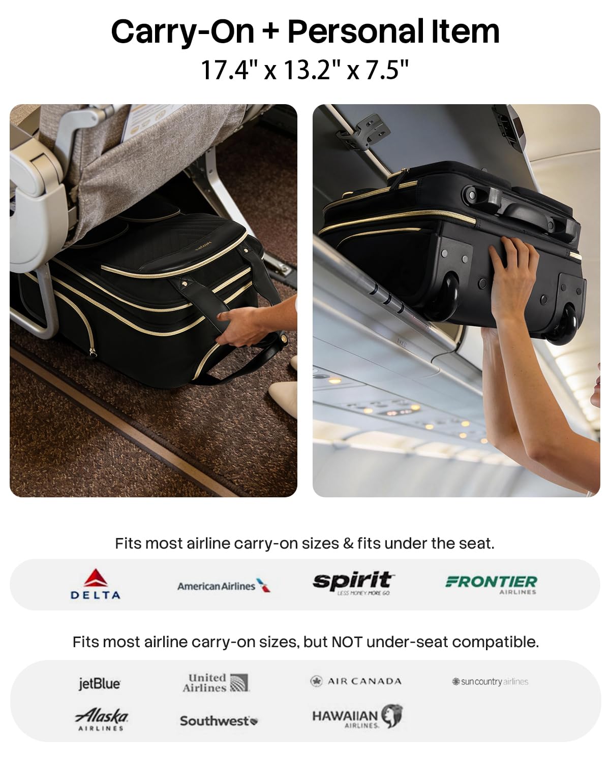 Underseat Carry On Luggage with Wheels S7211