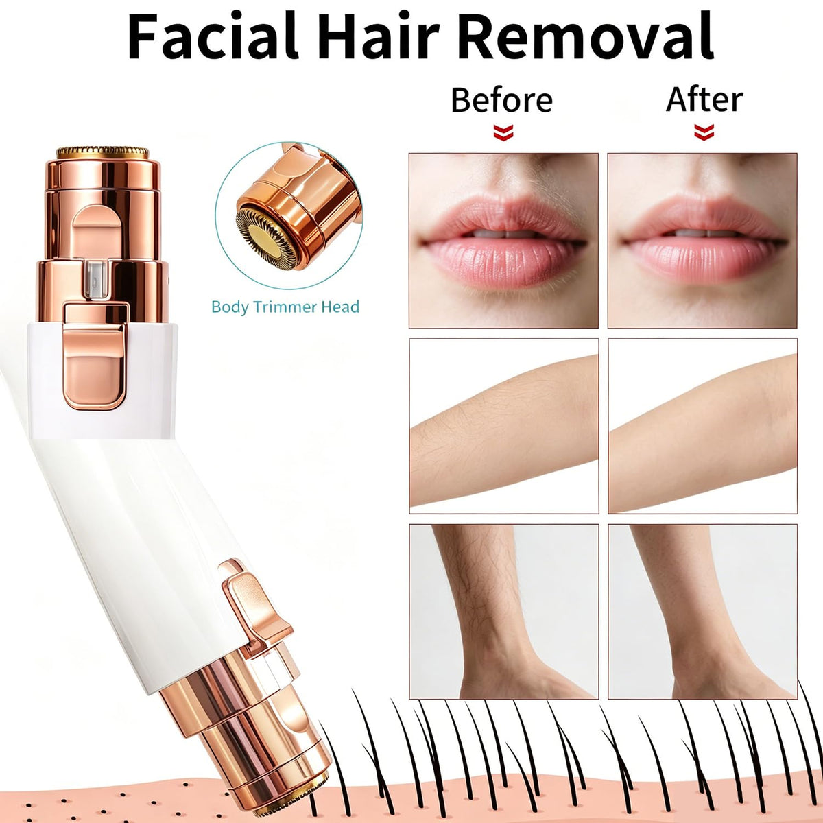 2 in 1 Electric Facial Hair Removal with LED Light B359