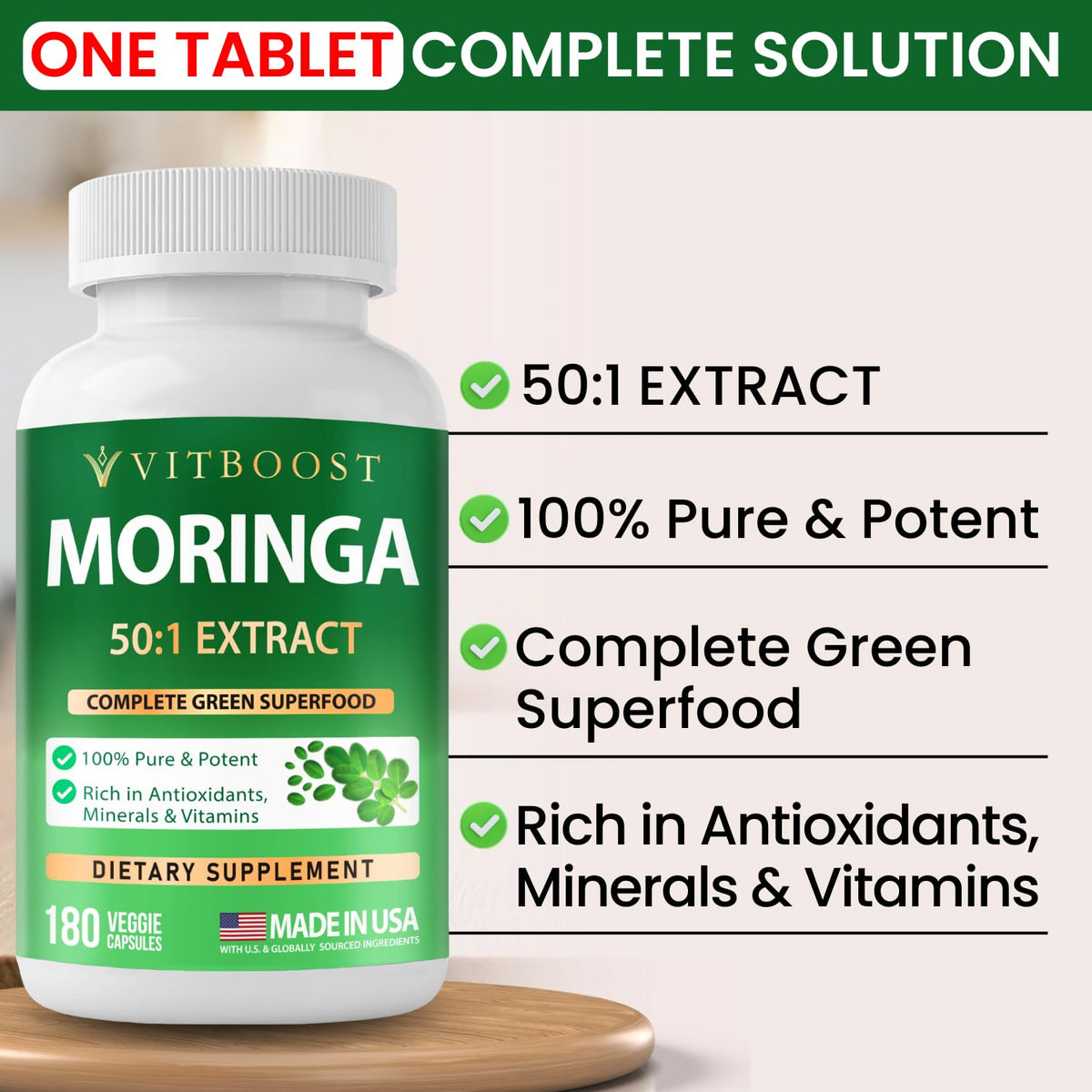 Moringa Oleifera Extract Capsules 400mg X70529