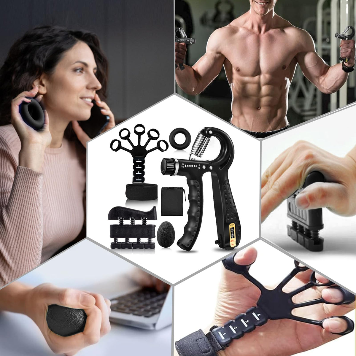 5 Pack Adjustable Hand Grip Strengthener W780850