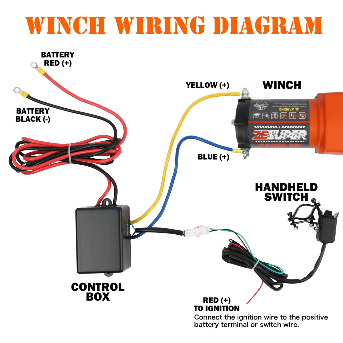 2500 lb Electric Winch 30ft Synthetic Rope 12V DC E744