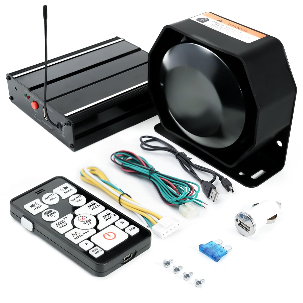 200W 12V 20 Tone Emergency Siren PA System with Wireless Remote and Microphone Z8257
