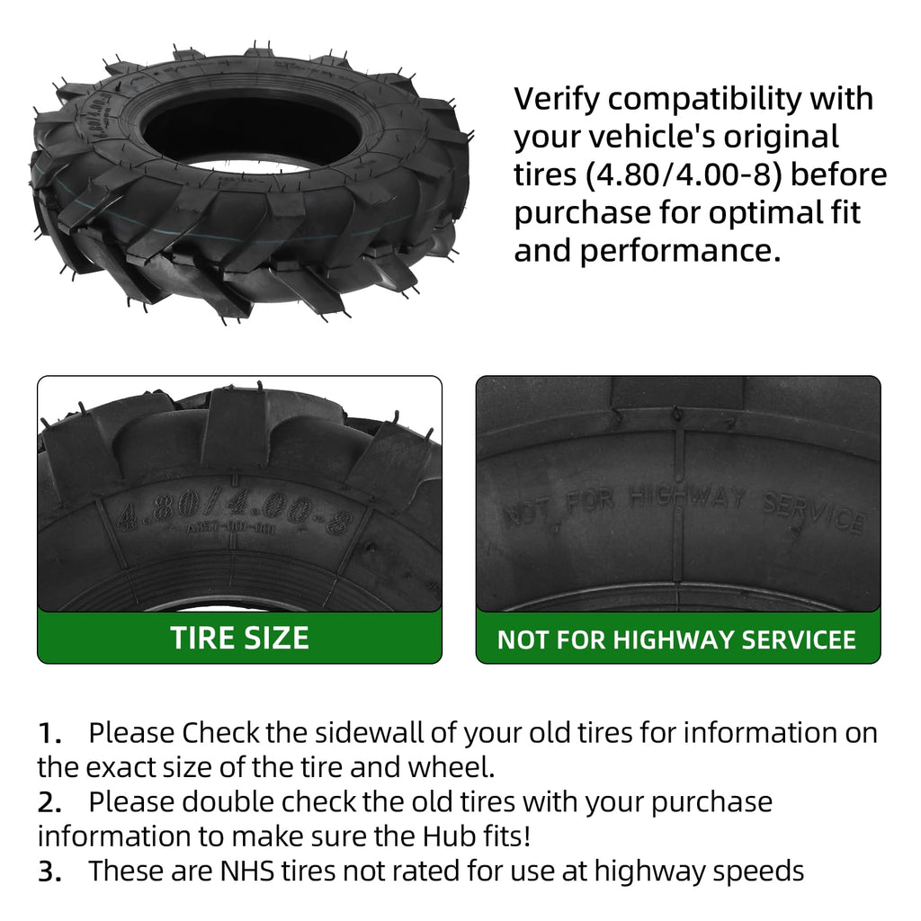 4.80/4.00-8 Tubeless Tires 2-Pack U86016