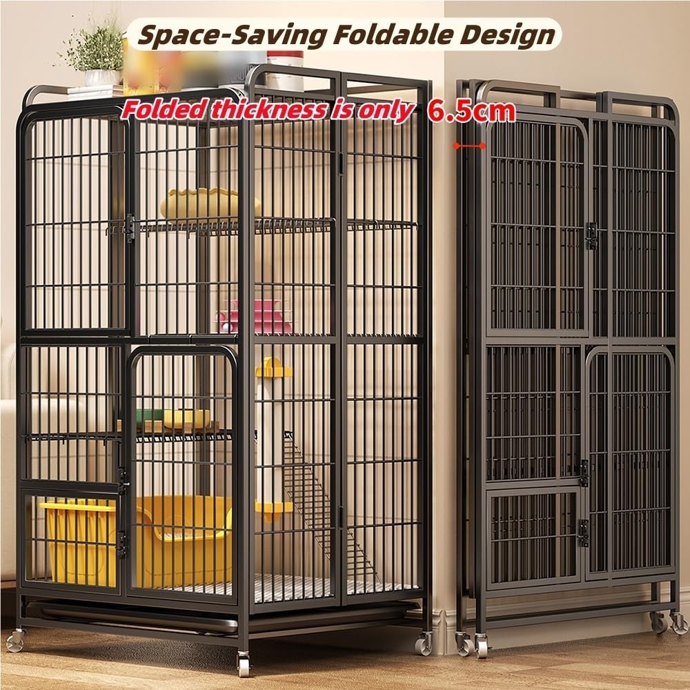 Foldable Metal Cat Cage with Wheels F129306