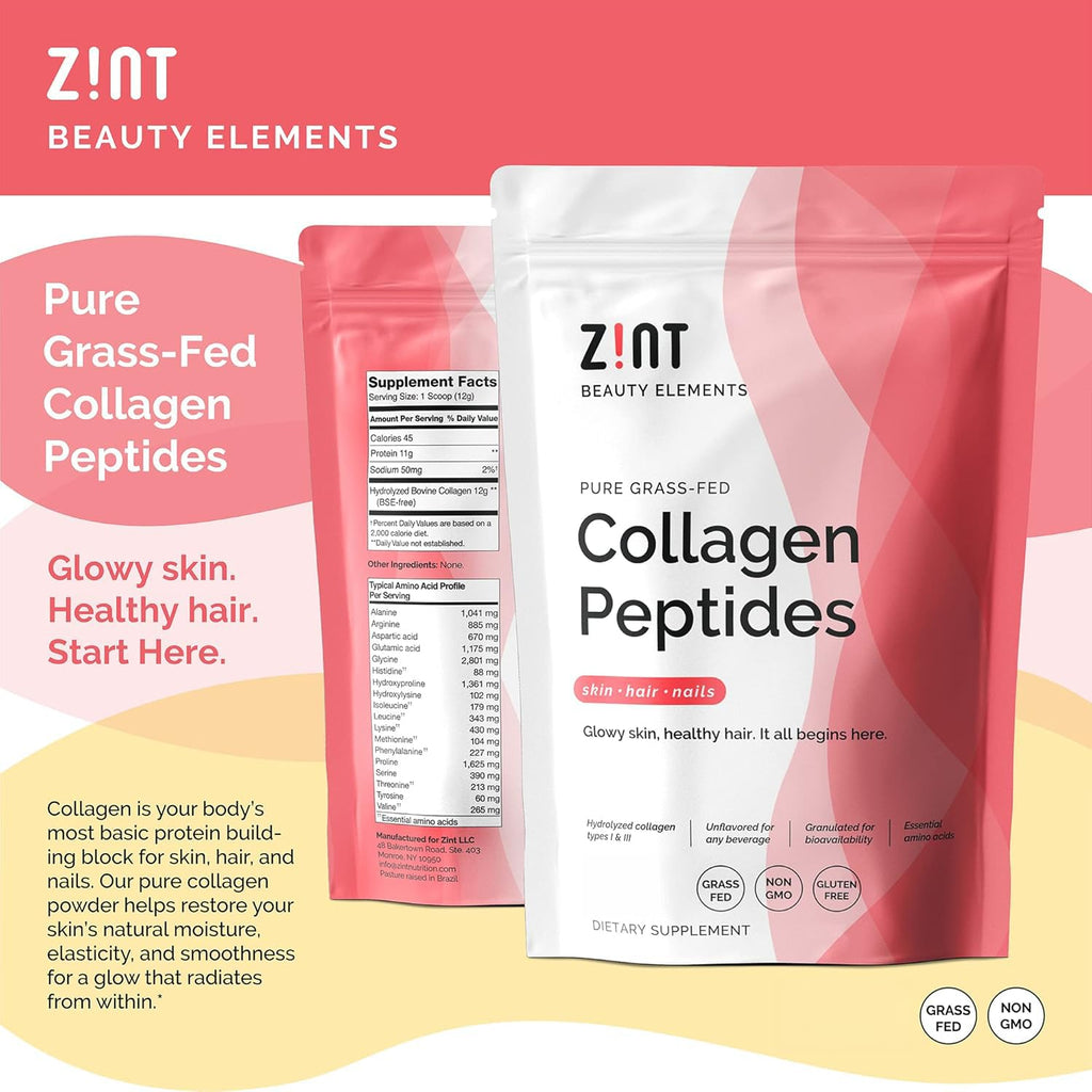 Collagen Peptides Powder 32 oz Grass-Fed Hydrolyzed Type I & III Unflavored L192709