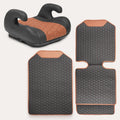 Black-Brown Backless Booster Seat, Waterproof Leather Seat Protector & Kick Mat Set S3464