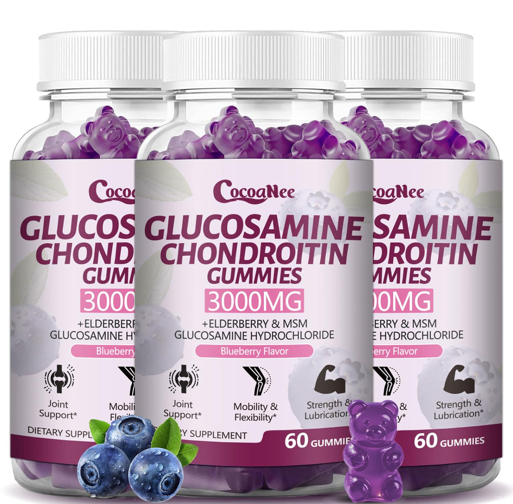 3000MG Glucosamine Chondroitin Gummies with MSM & Elderberry 180Cts W48451