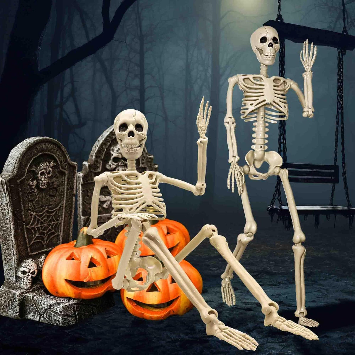 2-Pack 67" Posable Skeletons with Movable Joints X40289