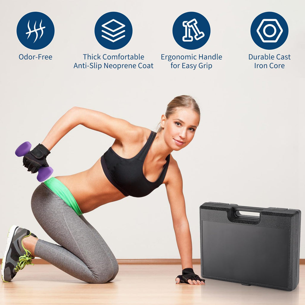 Neoprene Hex Dumbbell Set with Rack V56185