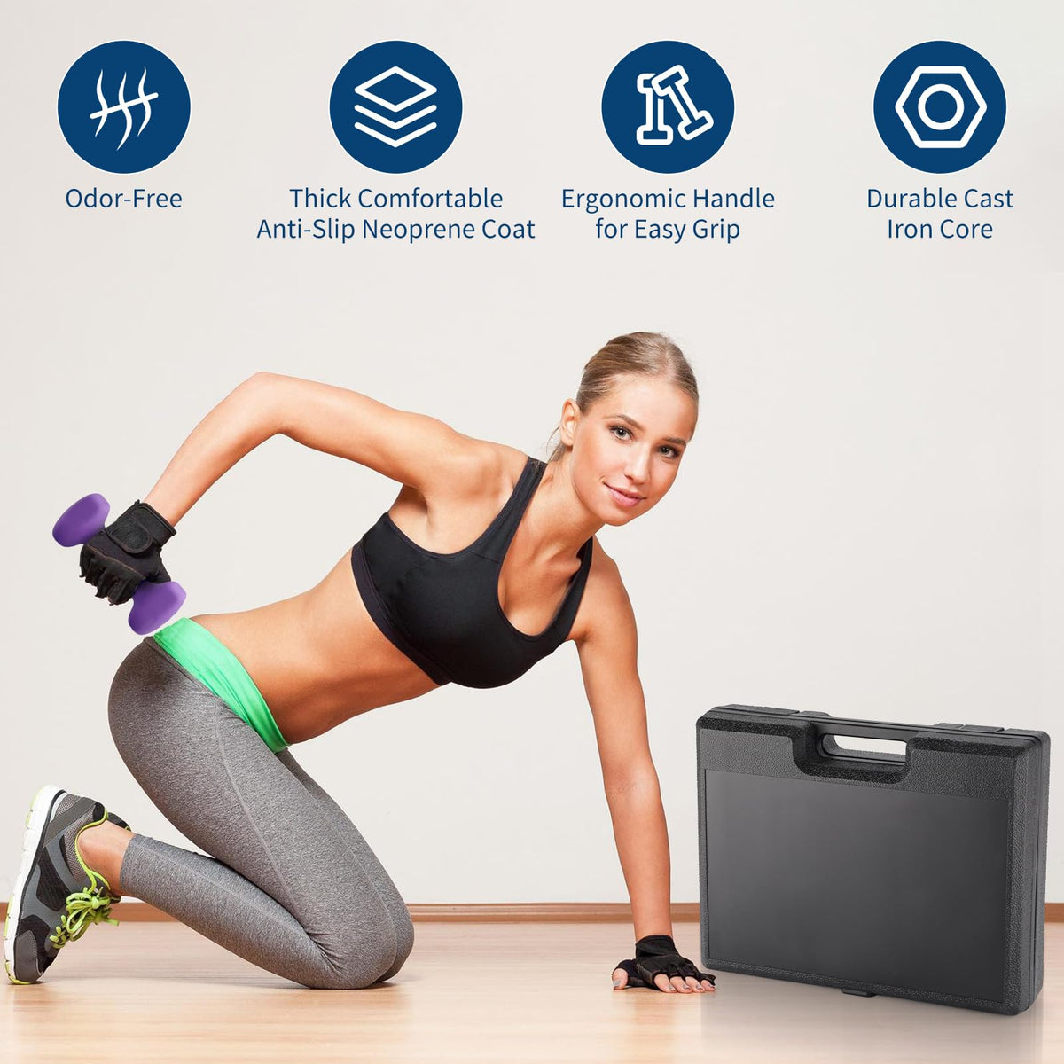 Neoprene Hex Dumbbell Set with Rack V56185