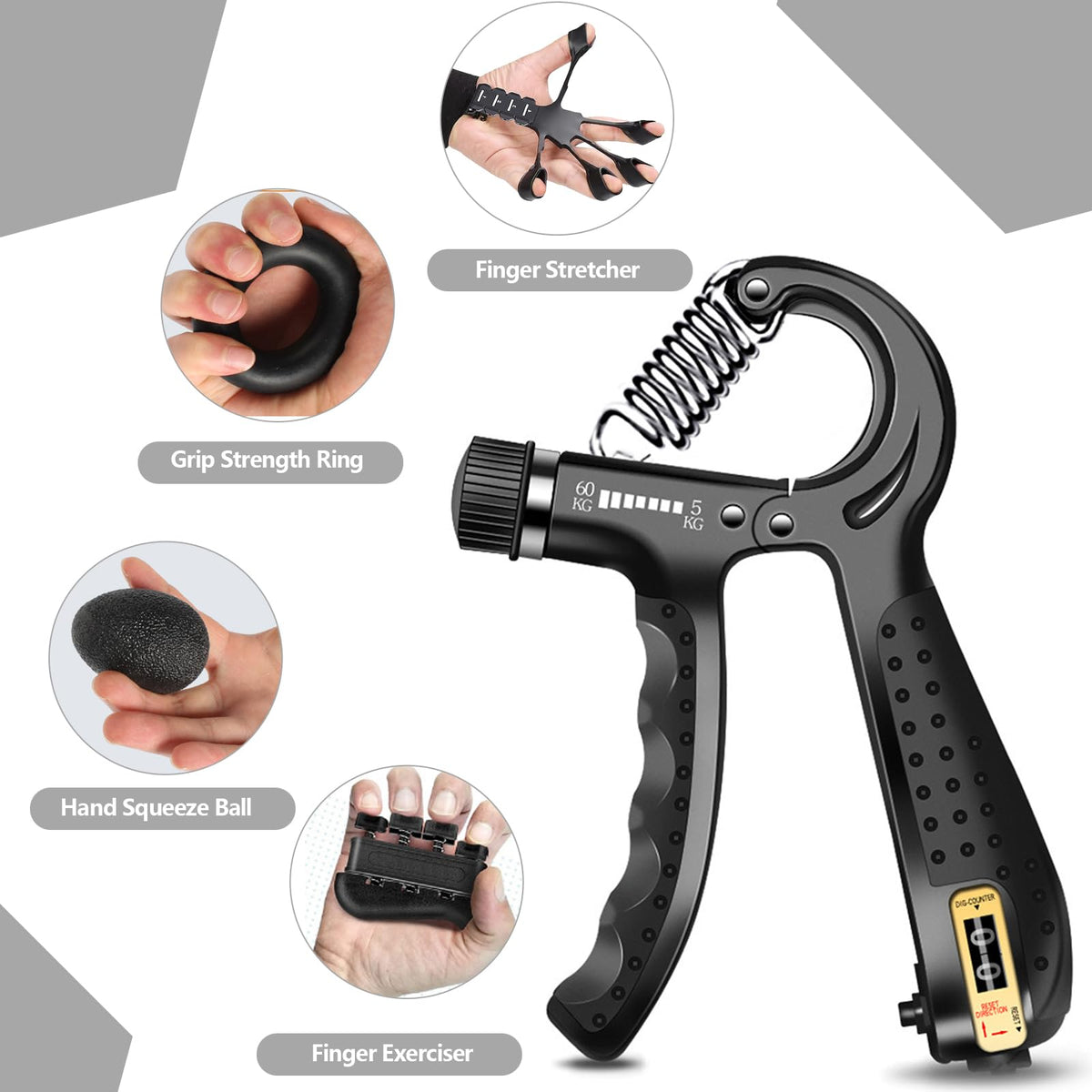 5 Pack Adjustable Hand Grip Strengthener W780850