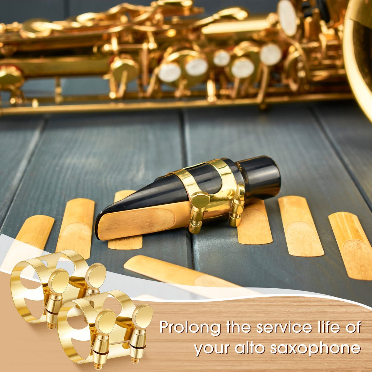 2 Pcs Gold Alto Saxophone Ligature P279873