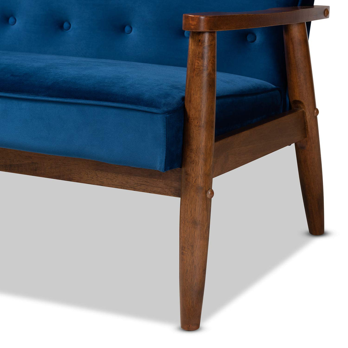 Navy Blue Velvet Upholstered 3-seater Sofa E6513