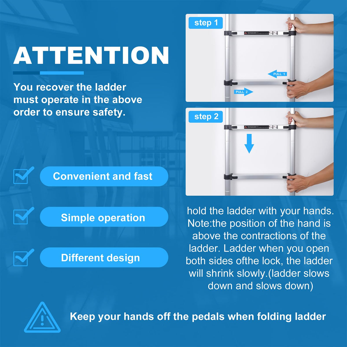 Telescoping Ladder with Hooks, 8.5 FT, 330 lb Capacity Y710229