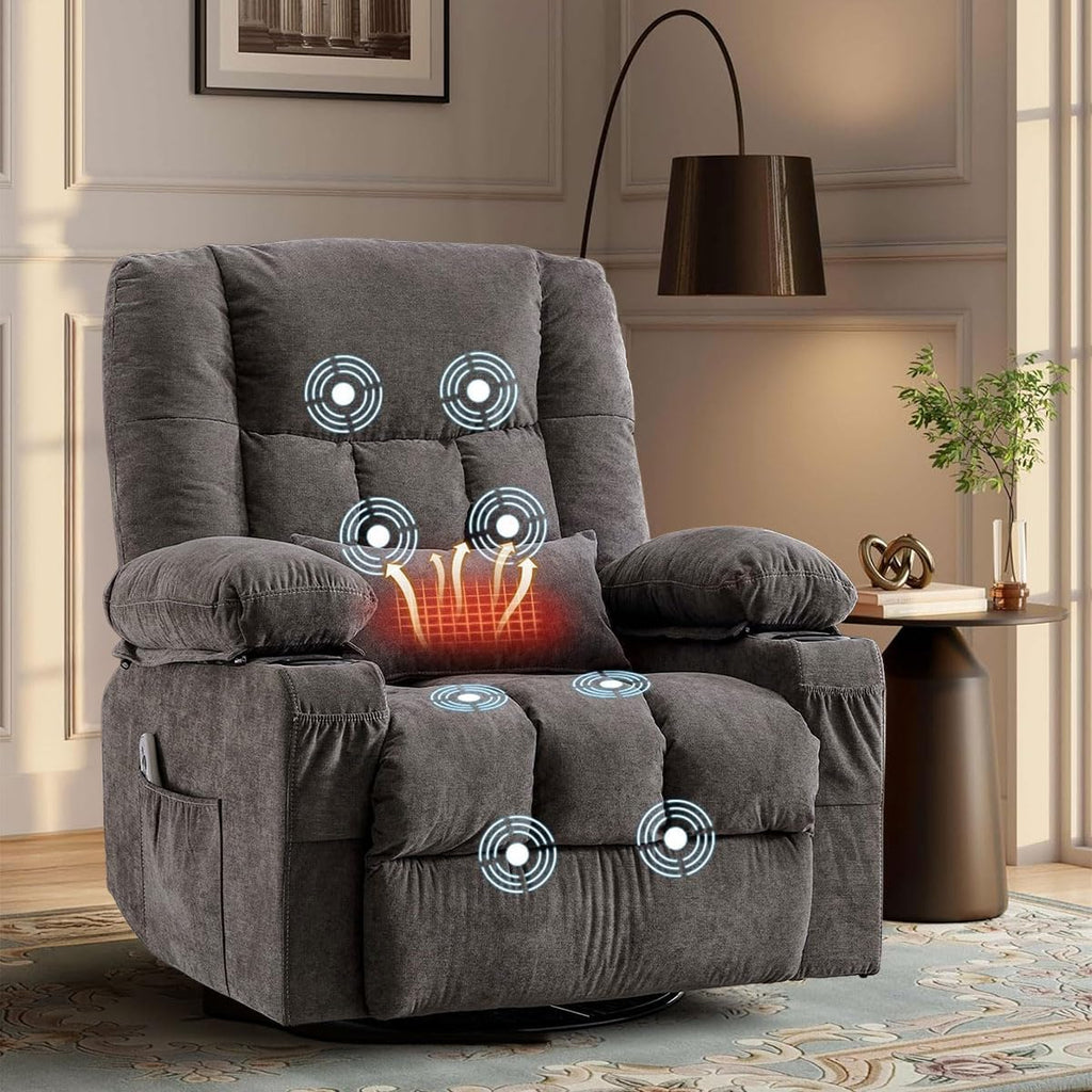 Oversized Swivel Rocker Recliner with Massage and Heat H127352