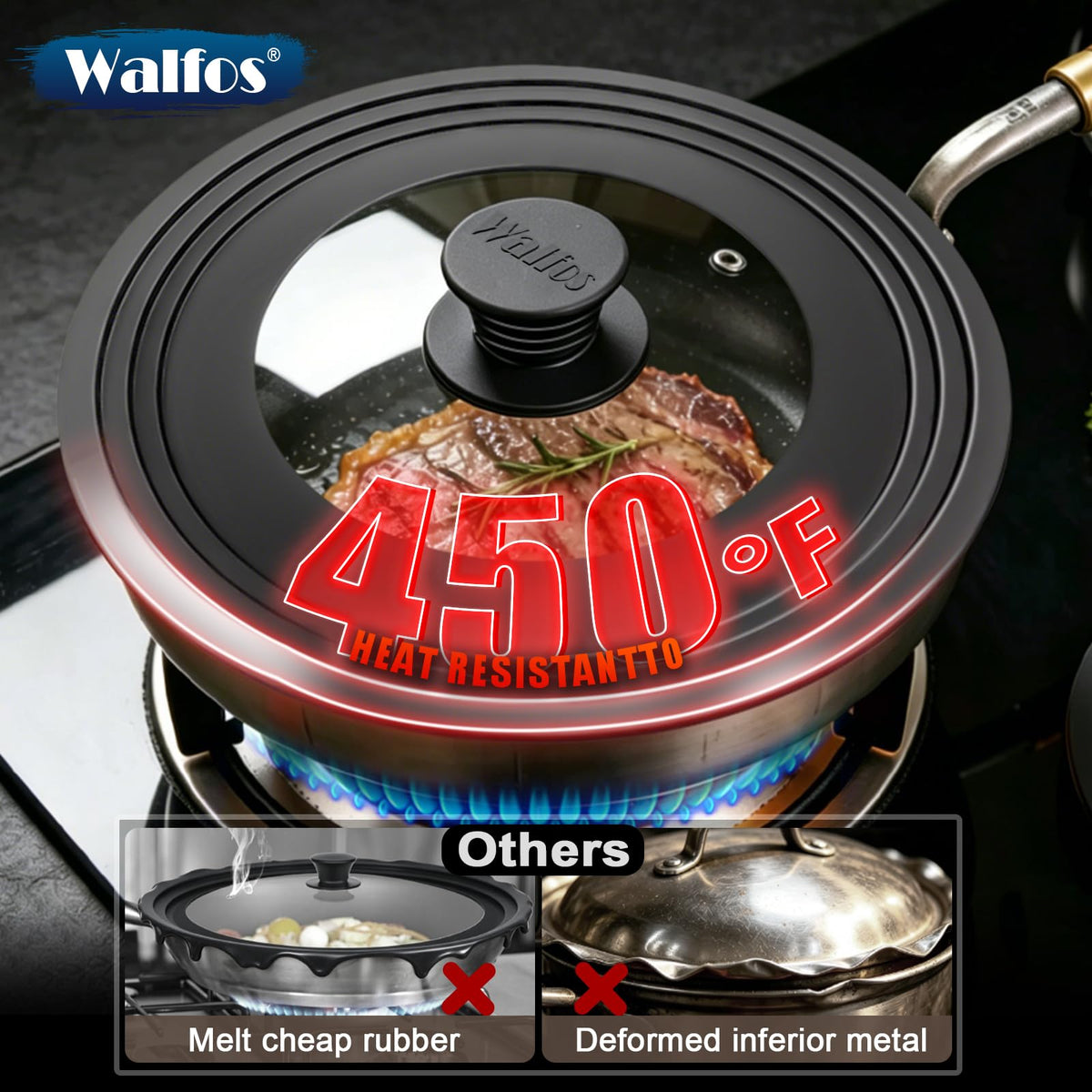 Universal Pan Lid with Heat Resistant Silicone Rim and Tempered Glass, Fits 8" to 12" Cookware X169207