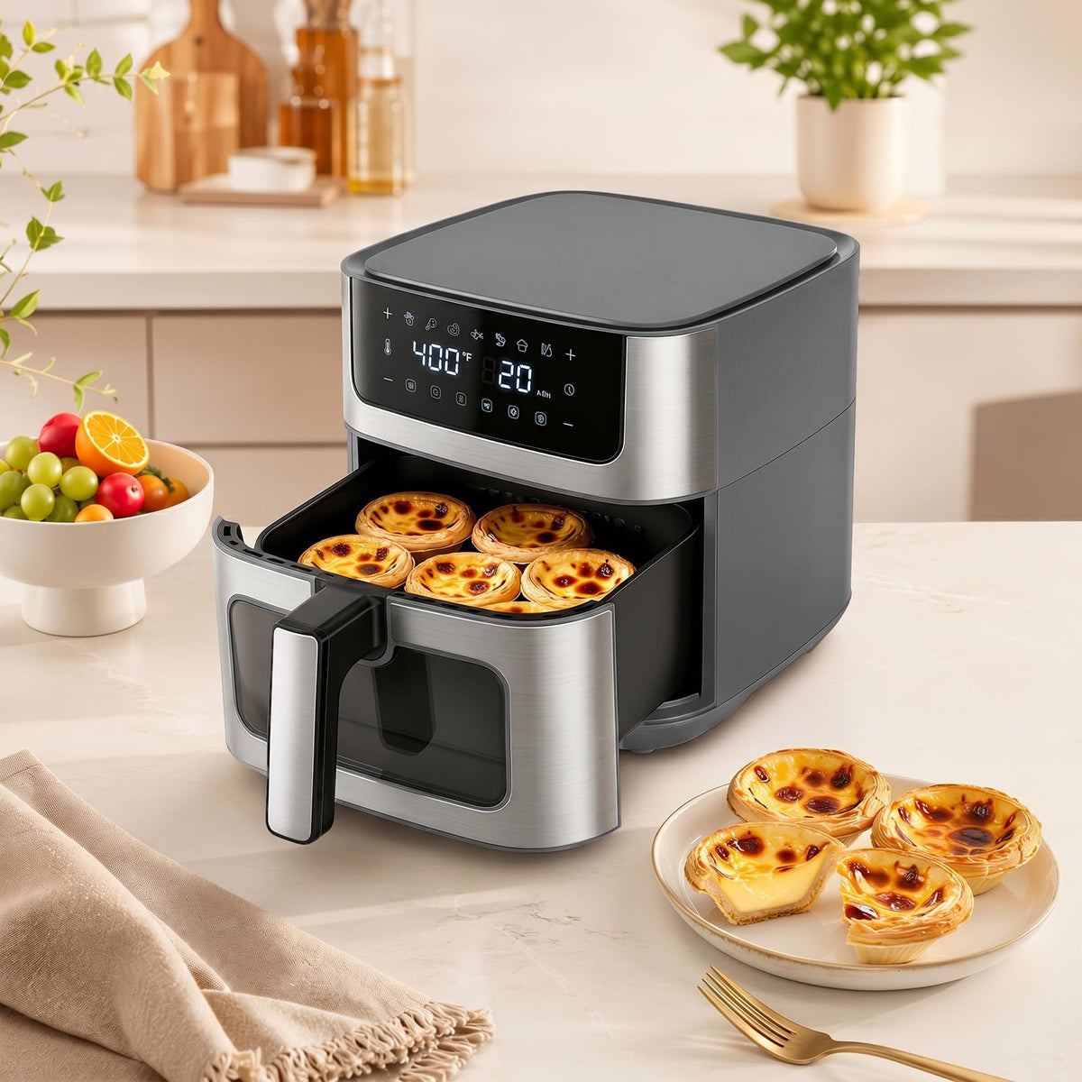 8-in-1 Air Fryer 6 Quarts with Presets and Window O4855