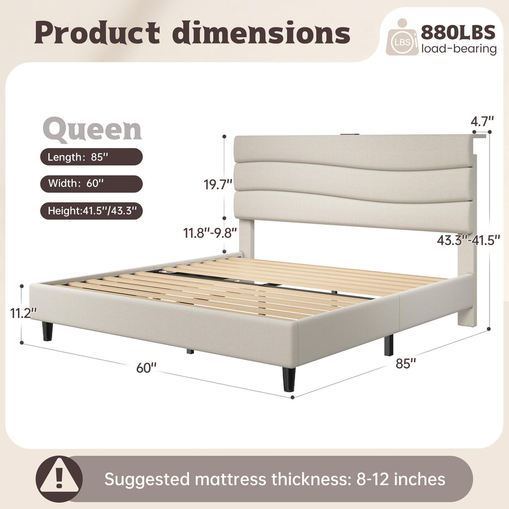 Queen Size Upholstered Headboard Bed Frame A169031