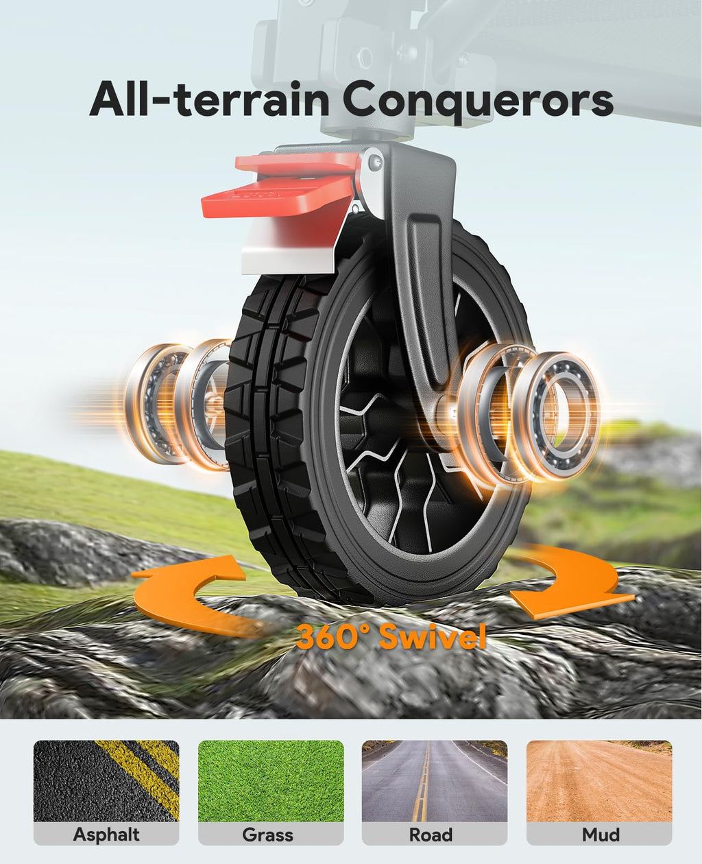 180L Foldable Wagon Cart with Wheels and Brakes F42514