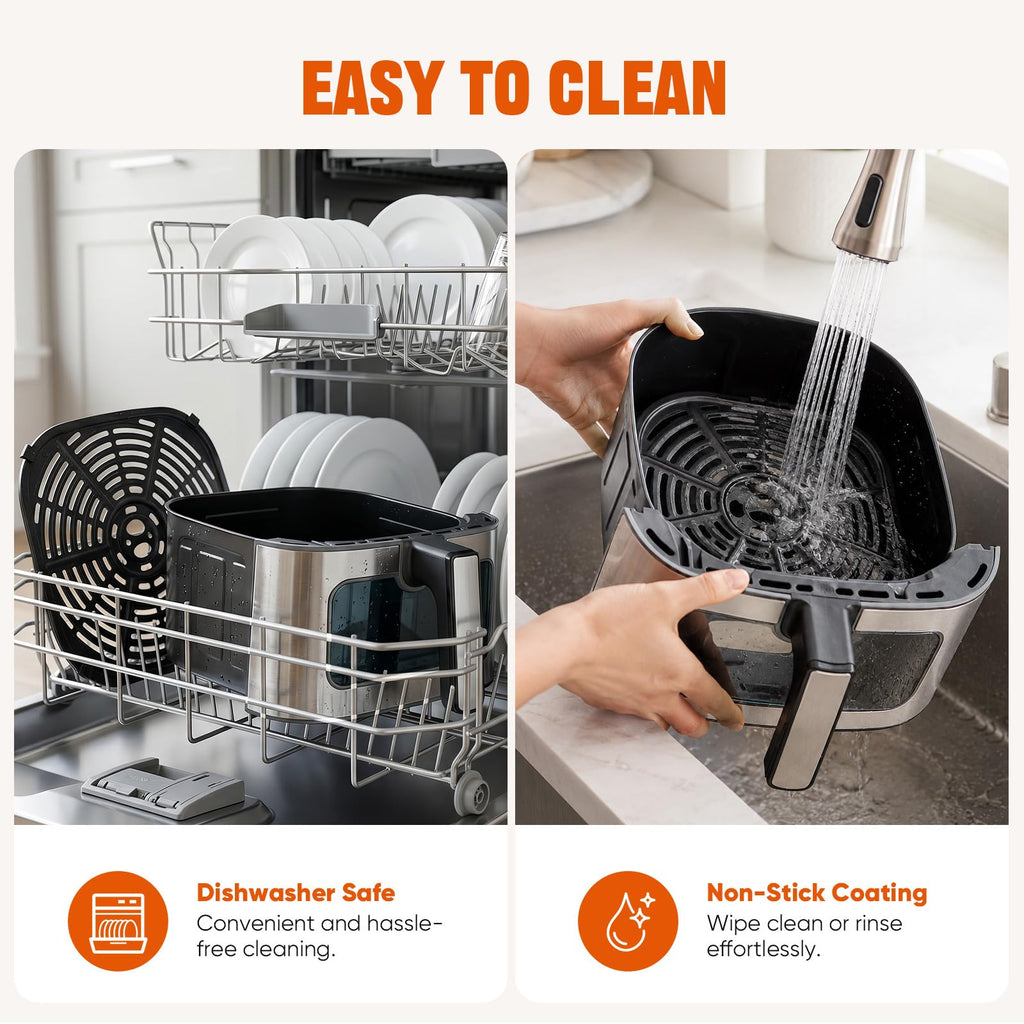 8-in-1 Air Fryer 6 Quarts with Presets and Window O4855
