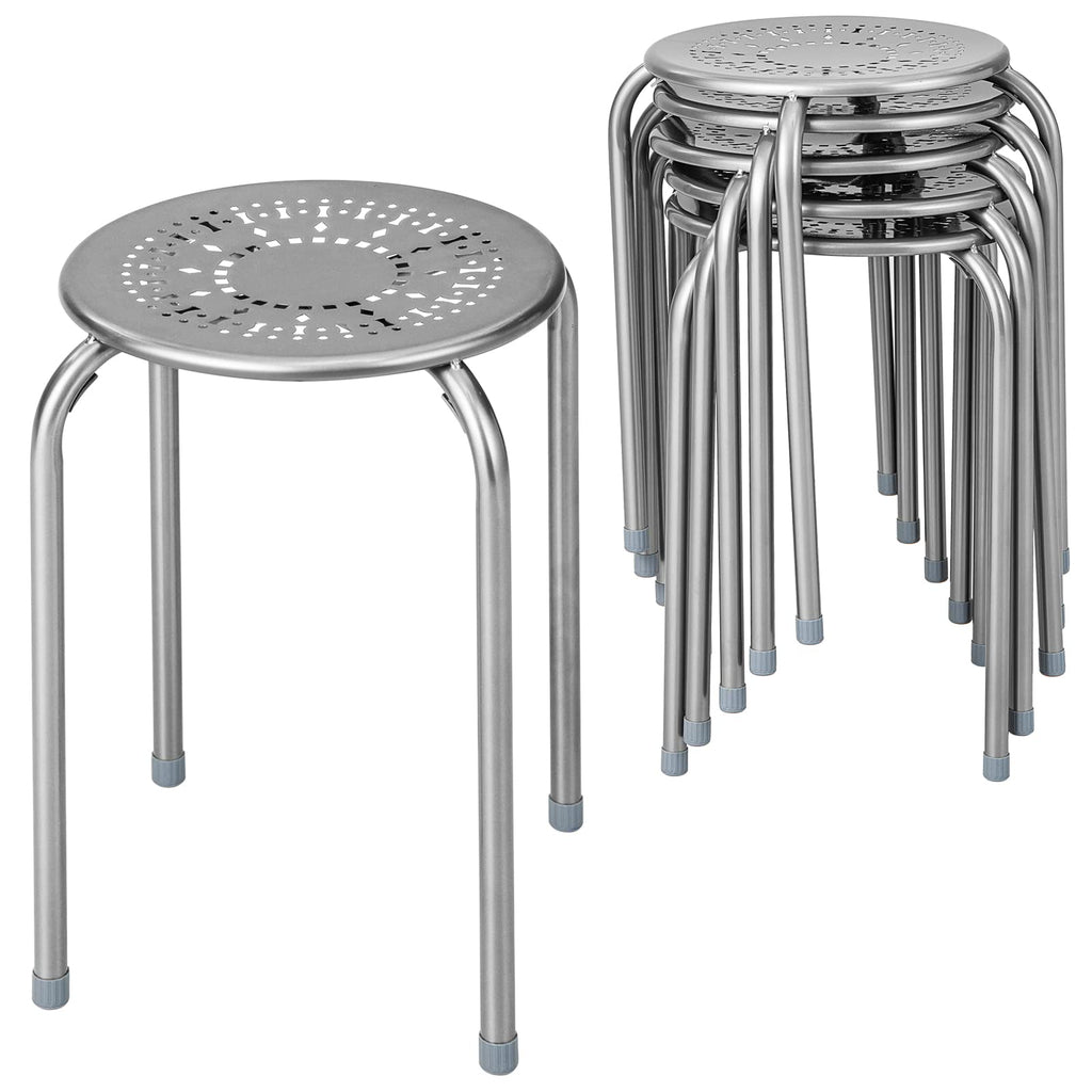 Grey 6 Pack Stackable Metal Stools C44314