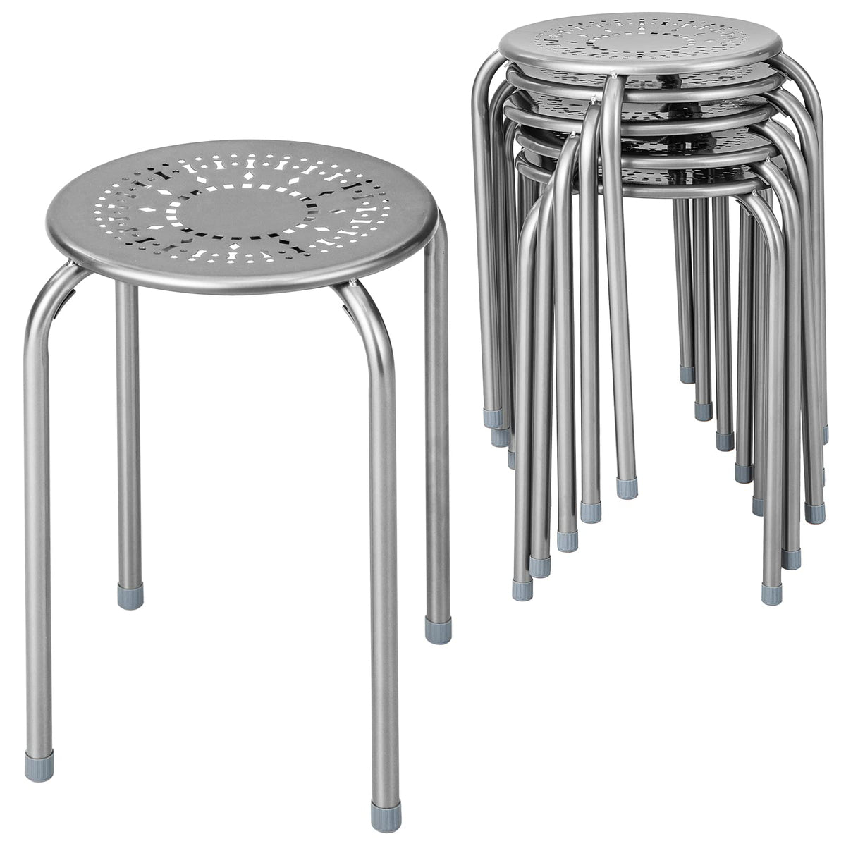 Grey 6 Pack Stackable Metal Stools C44314