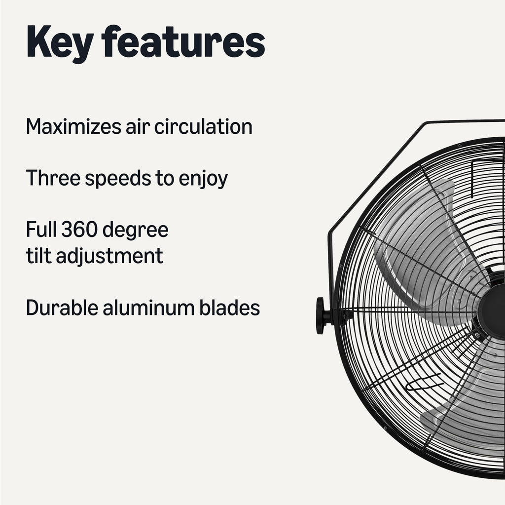 18" Indoor Wall-Mounted Industrial Fan with Three Speeds P420