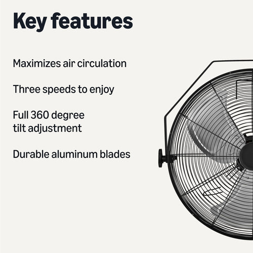 18" Indoor Wall-Mounted Industrial Fan with Three Speeds P420