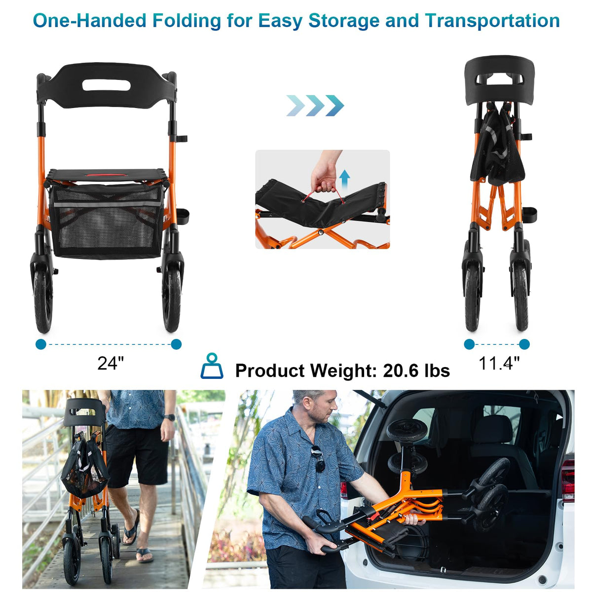 Tall Foldable Walker with Seat L471