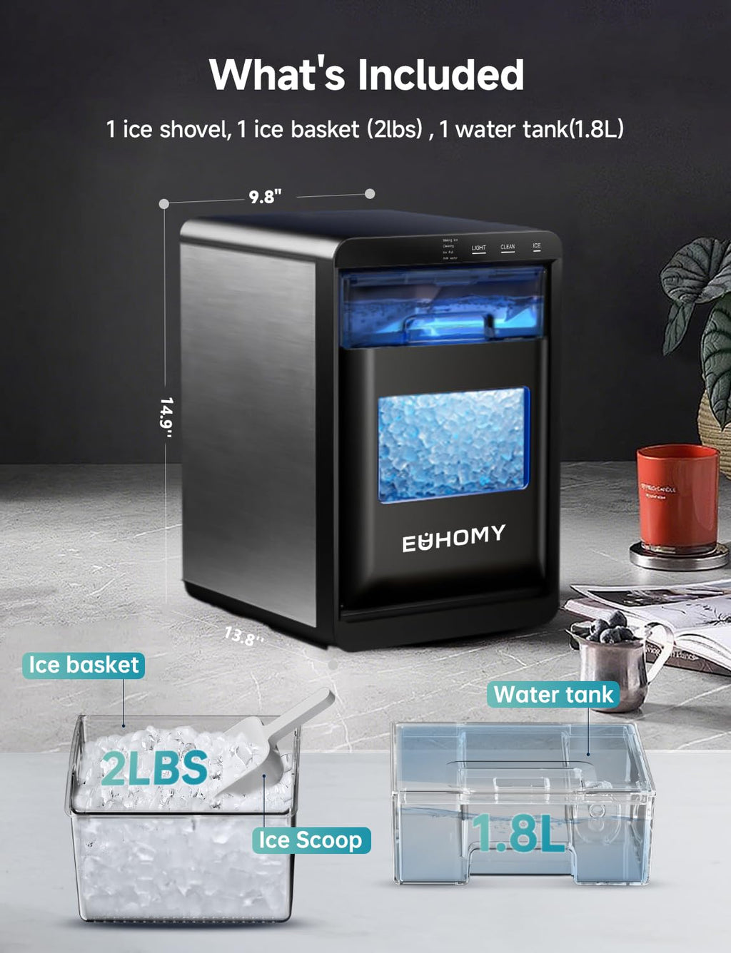 Nugget Ice Maker Countertop, 40lbs/24H, Black J897174