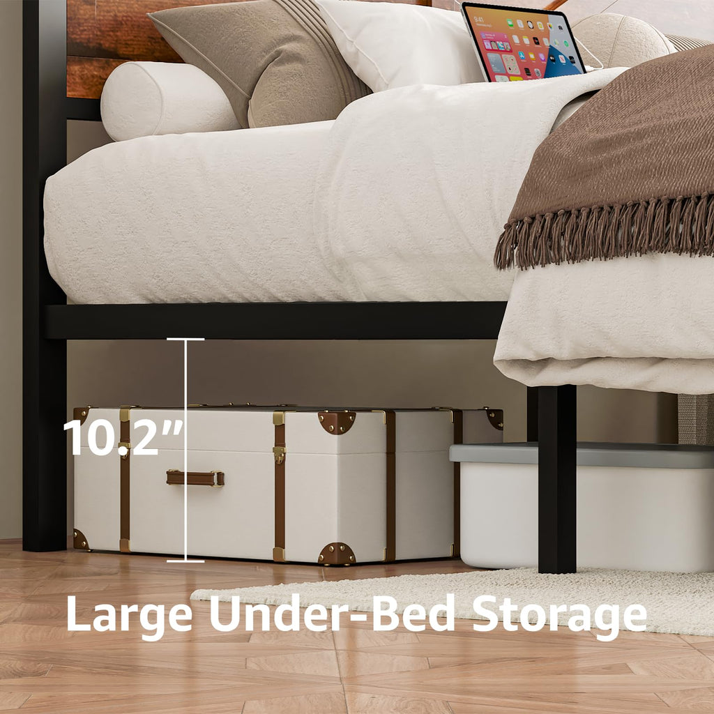 King Size Bed Frame with Storage Drawers and Charging Station X548389