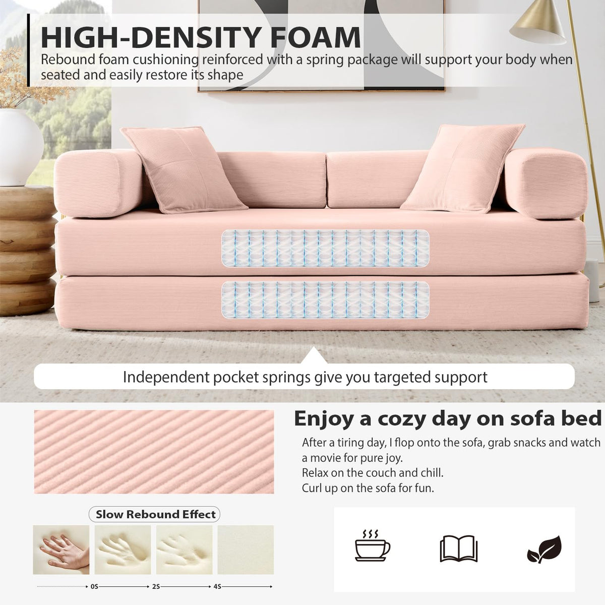 Pink Futon Sleeper Sofa Bed J129