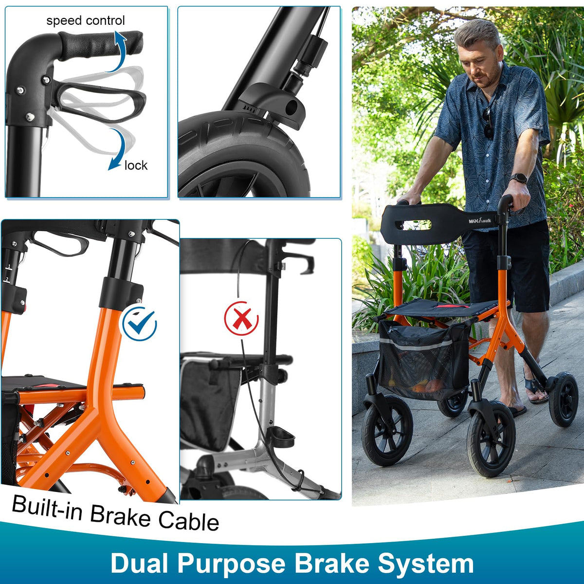 Tall Foldable Walker with Seat L471
