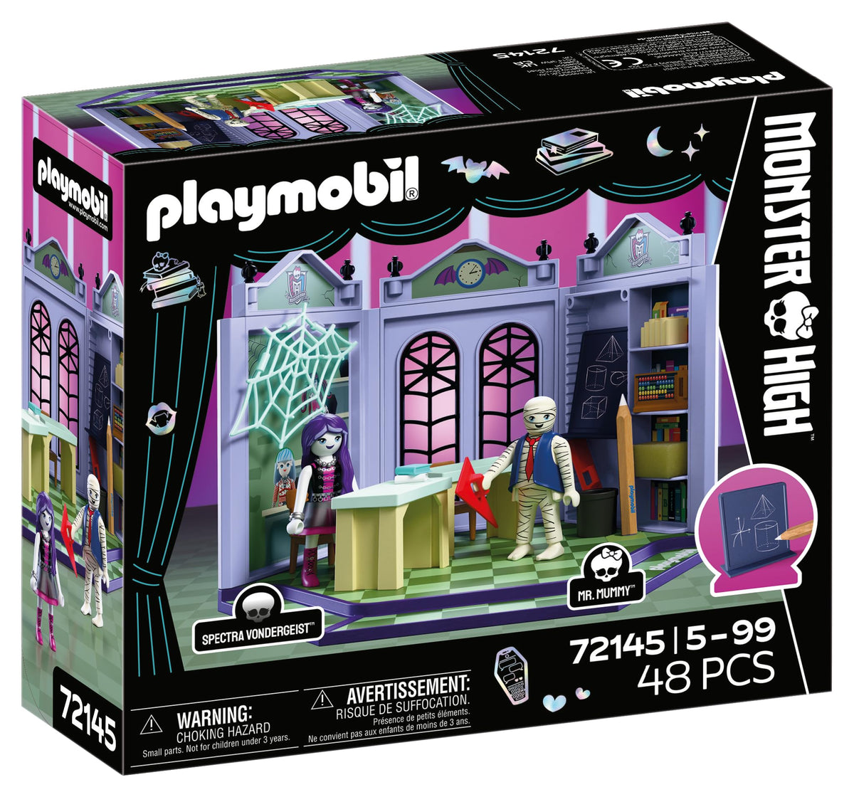 Monster High Classroom Playset with Blackboard & Glow‑in‑the‑Dark Spider Web E5460