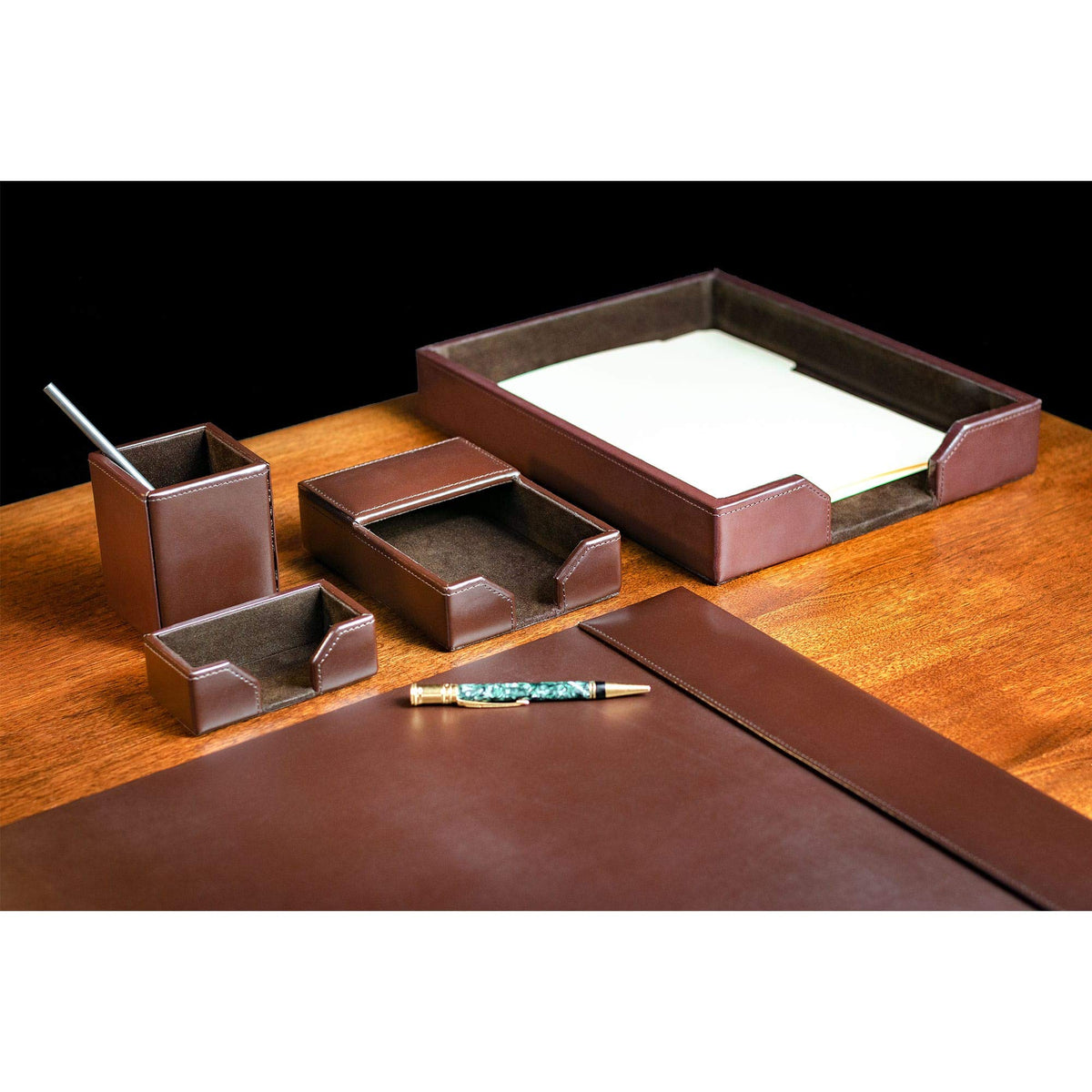 Bonded Leather Desk Set 5 Piece M7153