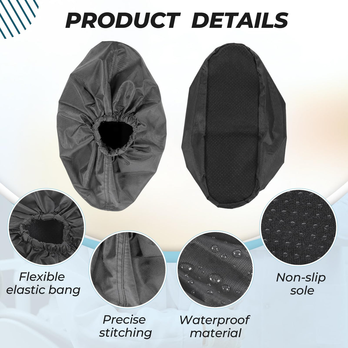 Light Gray Waterproof Non Slip Walking Boot Covers 2 Pairs T1826