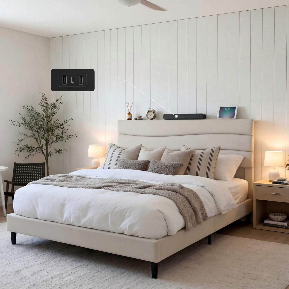 Queen Size Upholstered Headboard Bed Frame A169031